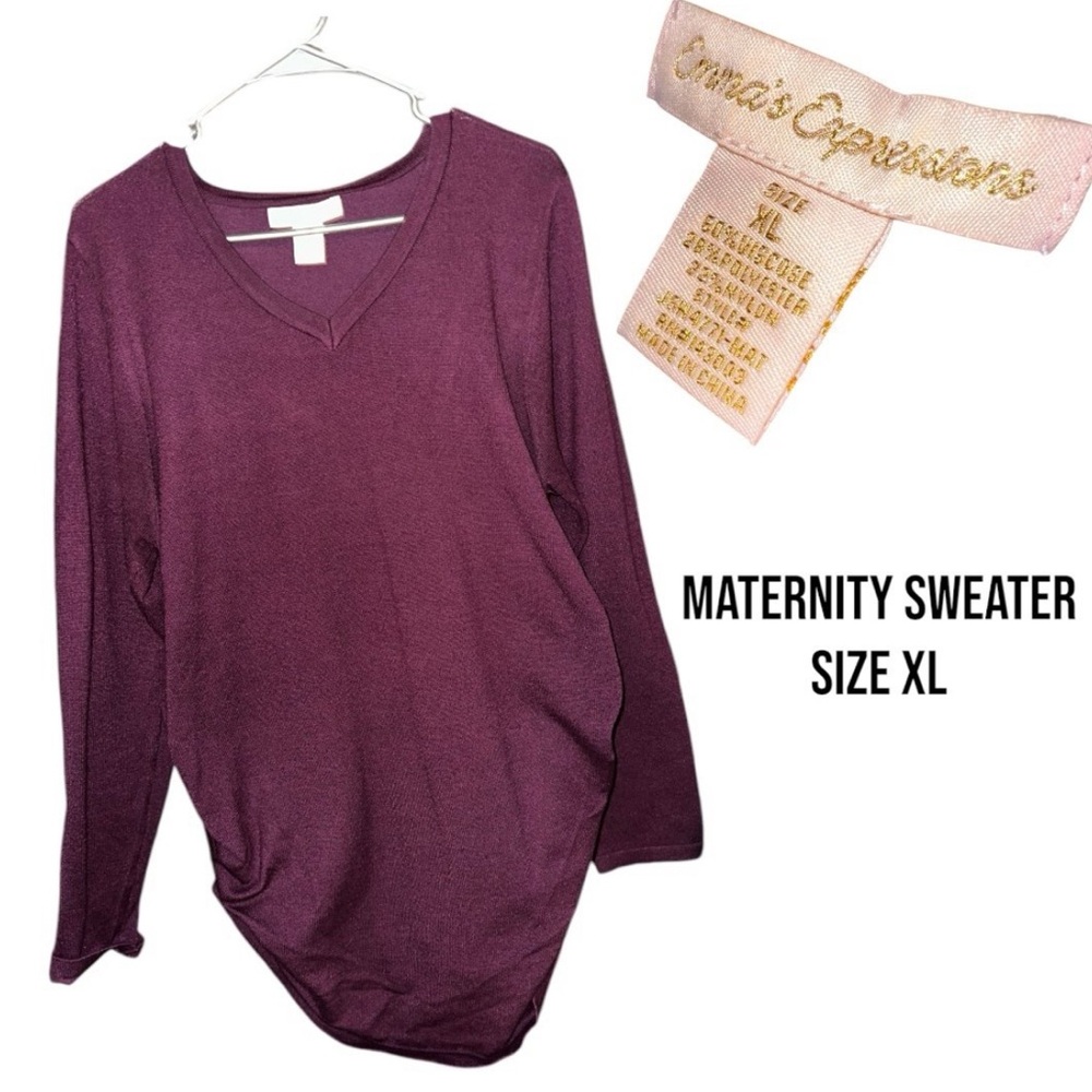 Maternity Sweater Long Sleeve Maroon Size XL